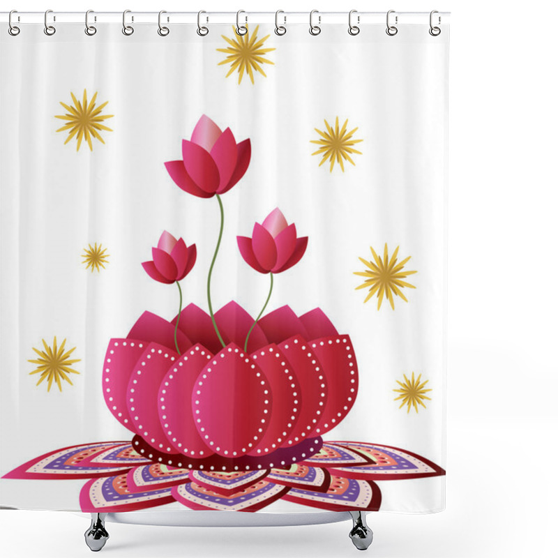 Personality  Lotus Pattern Shower Curtains