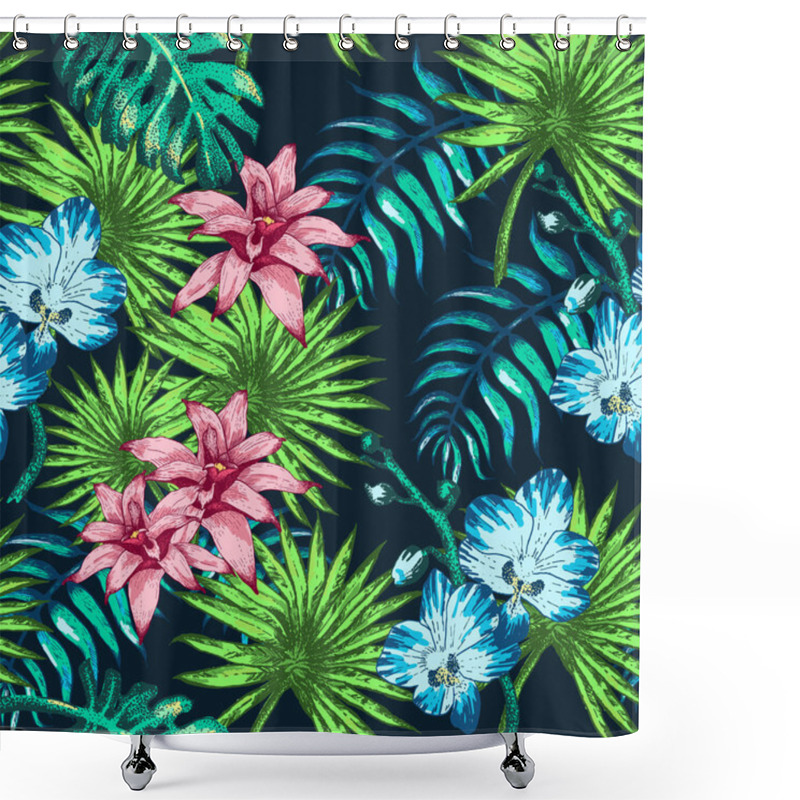 Personality  Flowers And Palm Shower Curtains