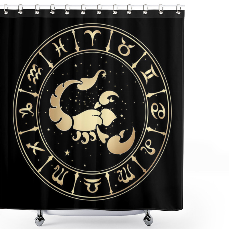 Personality  Zodiac Signs, Vector Illustration. Shower Curtains