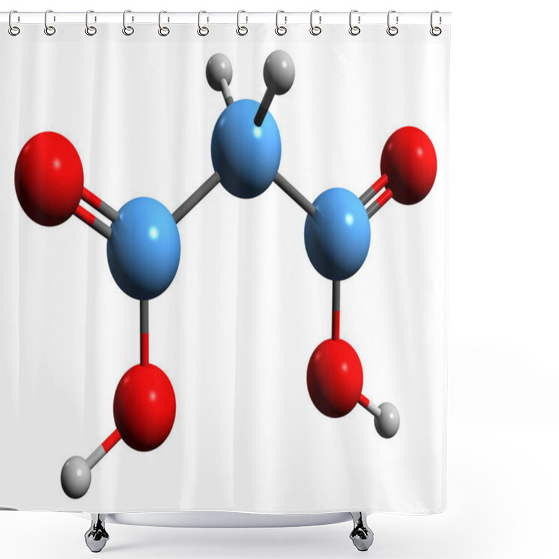 Personality   3D Image Of Malonic Acid Skeletal Formula - Molecular Chemical Structure Of Methanedicarboxylic Acid Isolated On White Background Shower Curtains