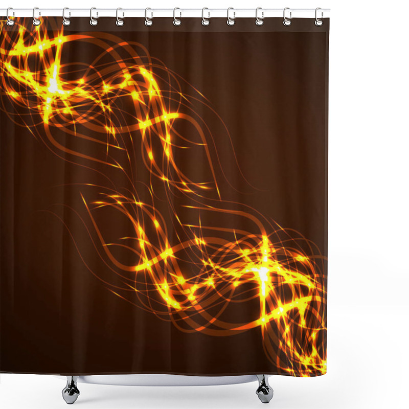 Personality  Abstract Glowing Wavy Lines, Curved Stripes, Futuristic Background Shower Curtains