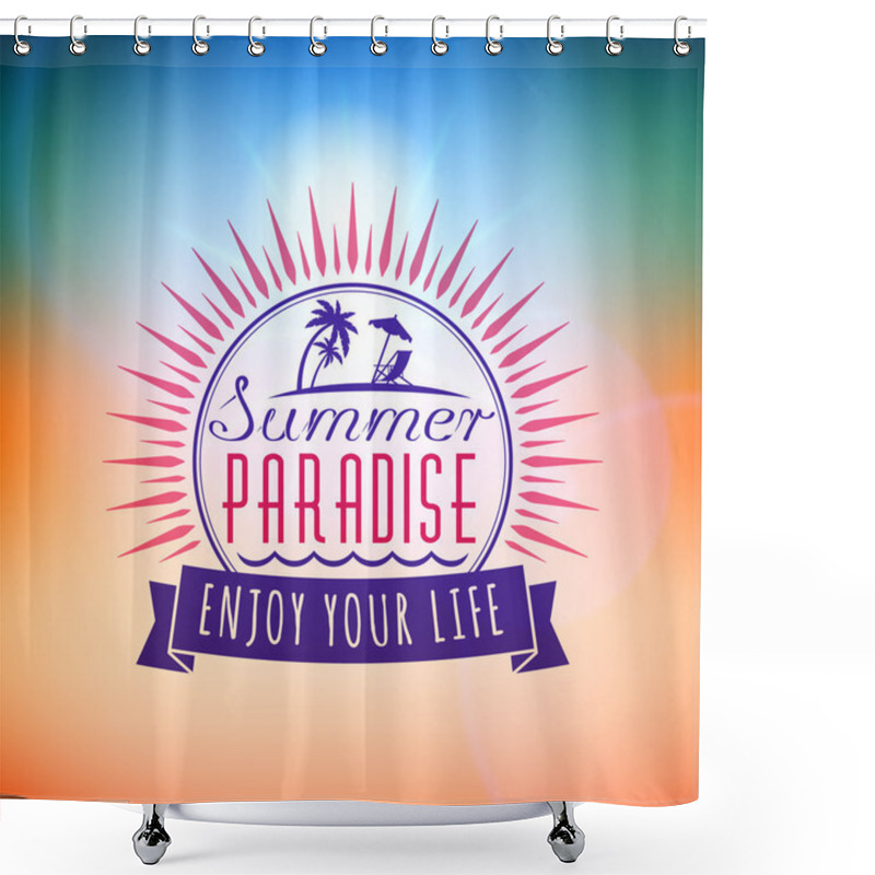 Personality  Retro Summer Holidays Hipster Label. Vector Design Elements On Coloful Summer Background Shower Curtains