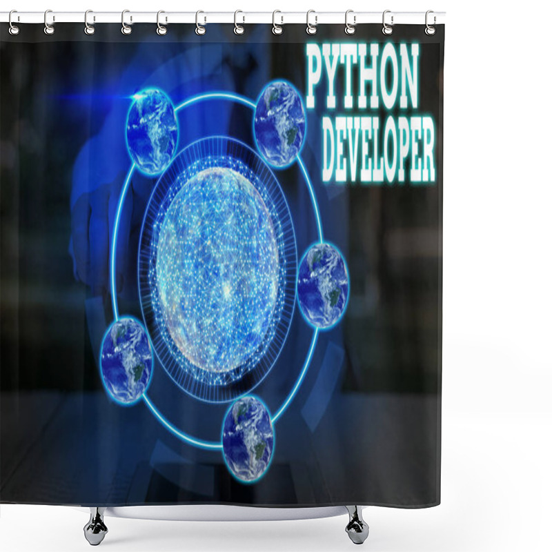 Personality  Word Writing Text Python Developer. Business Photo Showcasing Responsible For Writing Serverside Web Application Logic Elements Of This Image Furnished By NASA Shower Curtains