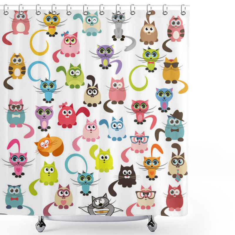 Personality  Set Of Cats And Kittens Shower Curtains