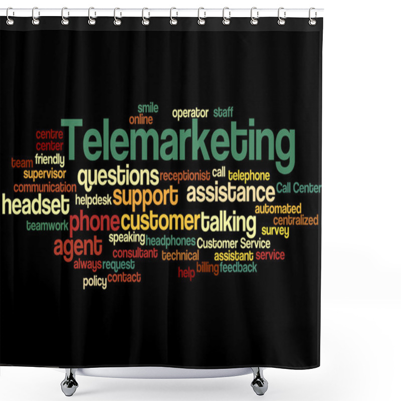 Personality  Telemarketing, Word Cloud Concept 4 Shower Curtains