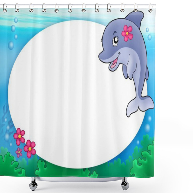 Personality  Round Frame With Dolphin Girl Shower Curtains