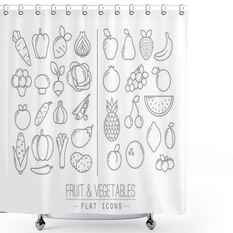 Personality  Flat Fruits Vegetables Icons Shower Curtains