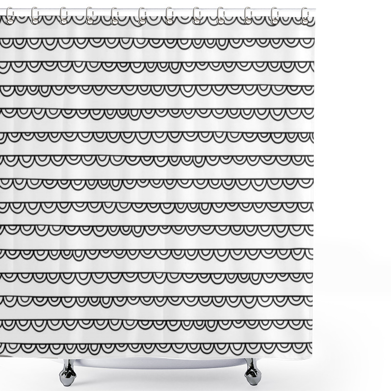 Personality  Seamless Black And White Abstract Hand Drawn Texture. Shower Curtains