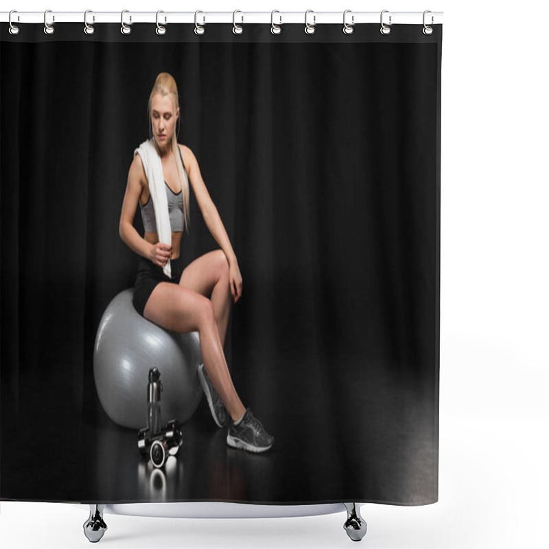 Personality  Young Woman On Fitness Ball  Shower Curtains