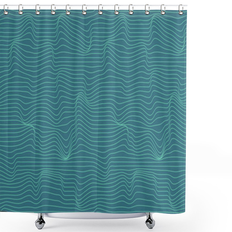 Personality  Metaverse Seamless Vector Pattern. Wavy Lines Endless Futuristic Abstract Background. 3d Reality Future Banner Concept. Psychedelic Geometric Optical Illusion Texture. Technology Business Template. Shower Curtains