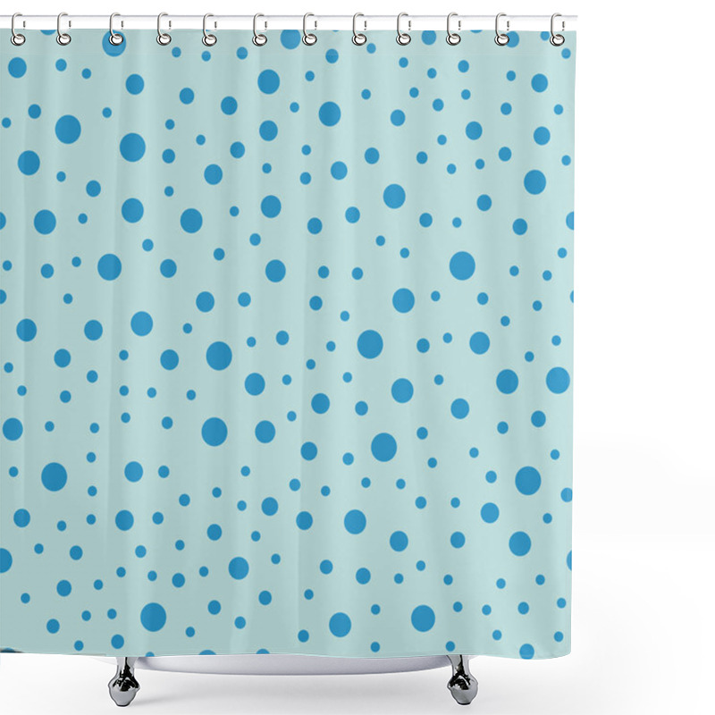 Personality  Blue Polka Dots Seamless Pattern On Turquise Background Classy Classic Blue Polka Dots Textile Shower Curtains