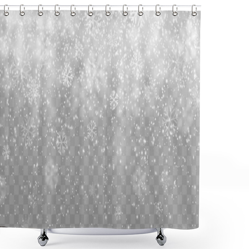 Personality  Winter Snow Fall Overlay Effect, Christmas Holiday Snowy Background, Snowflakes Snowfall. Isolated Vector Realistic Falling Snow And Steam On Transparent Backdrop. Xmas Pattern, Texture, Snowstorm Shower Curtains