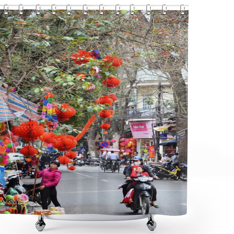 Personality  HANOI, VIETNAM March 01: Busy Traffic In The Old Quarter 2015 In Hanoi. Shower Curtains