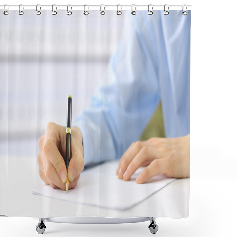 Personality  Hands Writing On A Paper Shower Curtains