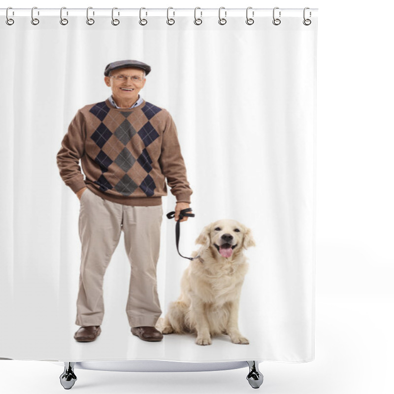 Personality  Man Posing Together With His Dog  Shower Curtains