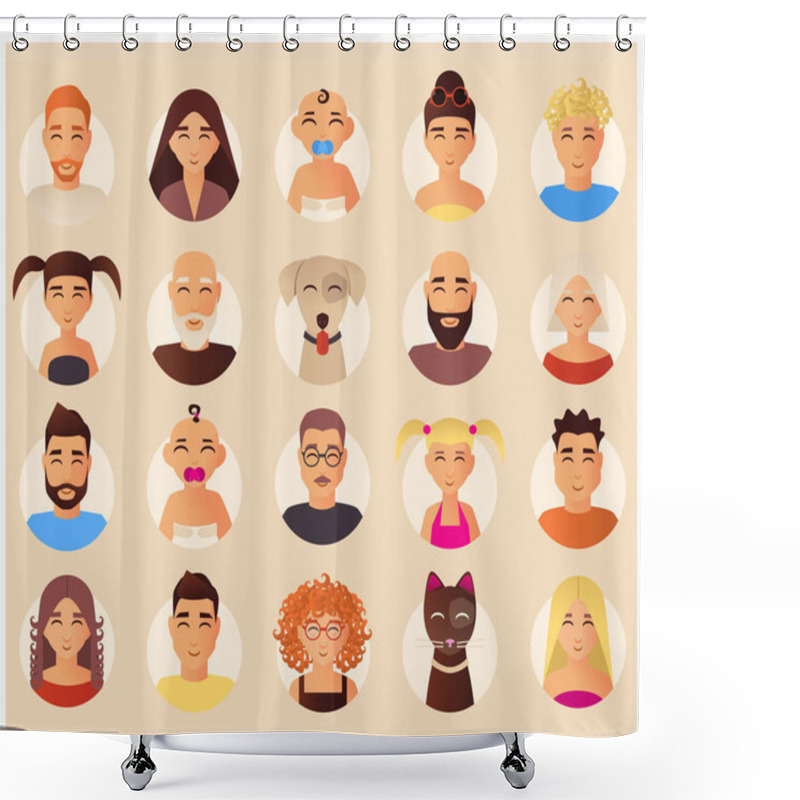 Personality  Vector Family Avatars Icons Set In Flat Style Shower Curtains