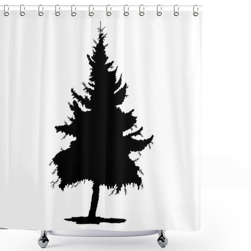 Personality  Silhouette Of Pine Tree Shower Curtains