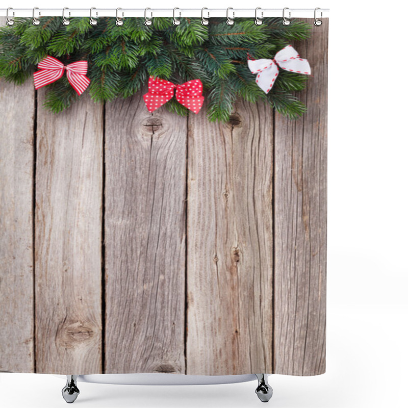 Personality  Christmas Fir Tree And Bows Shower Curtains