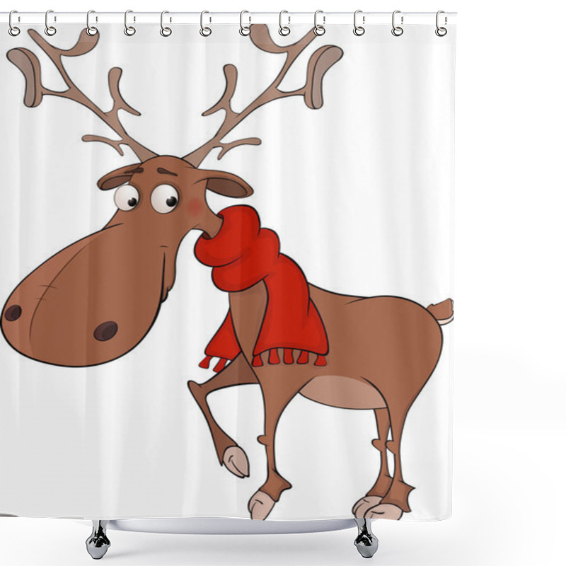 Personality  Christmas Deer Cartoon Shower Curtains