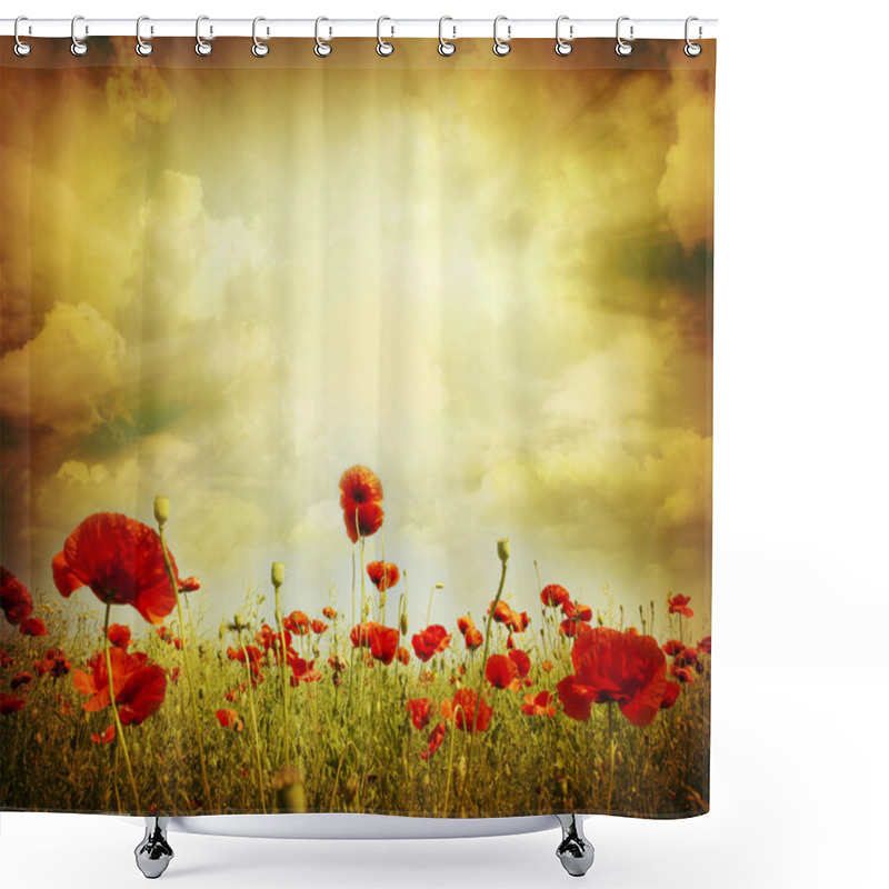 Personality  Poppy Red Shower Curtains