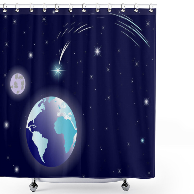 Personality  Shining Christmas Star On Night Sky. Shower Curtains