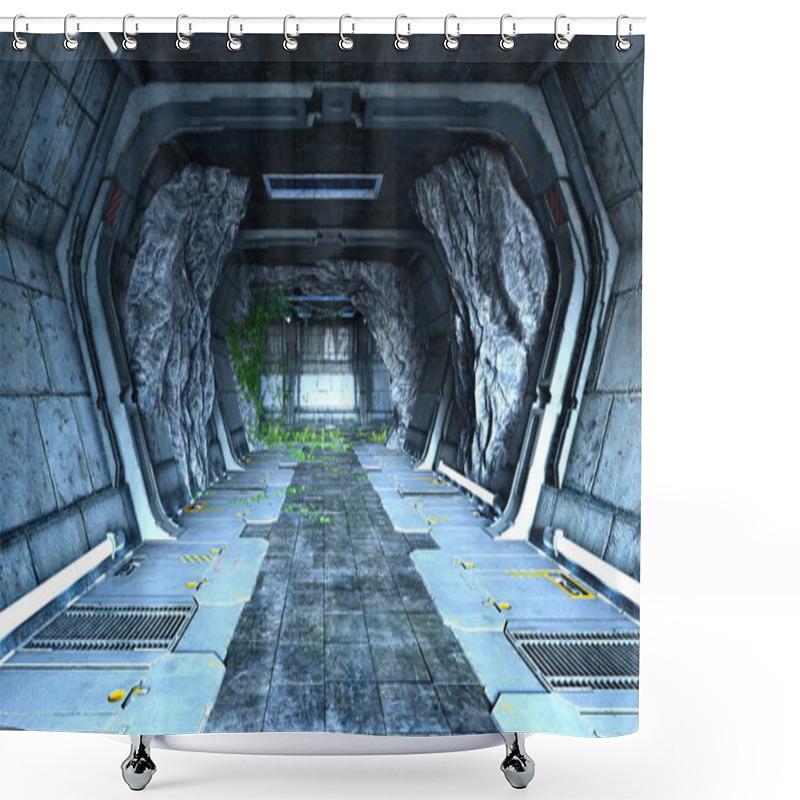 Personality  3D CG Rendering Of A Space Station Shower Curtains