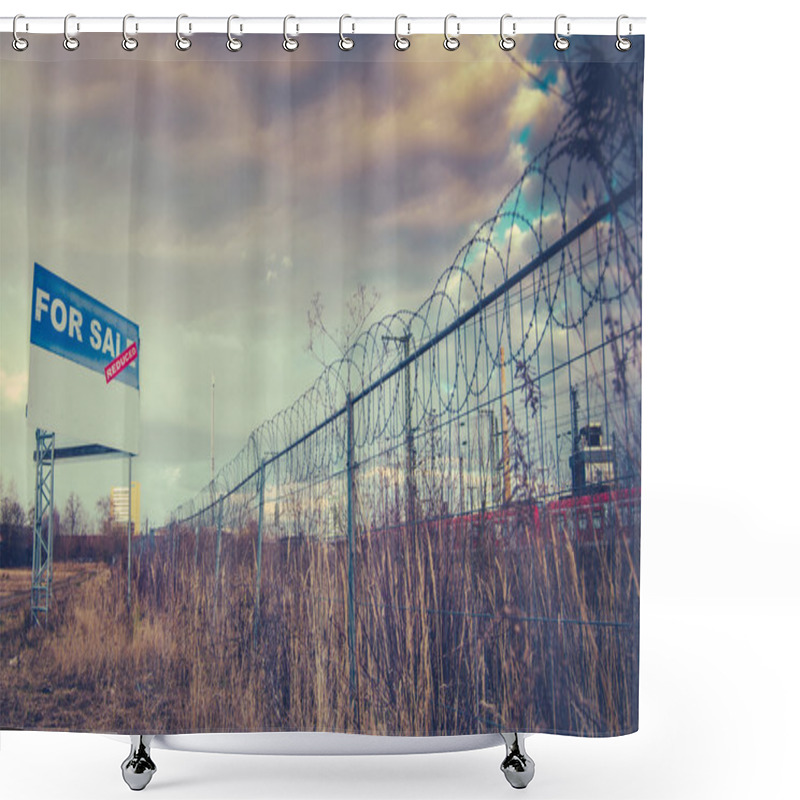 Personality  For Sale Sign On Urban Wasteland Shower Curtains