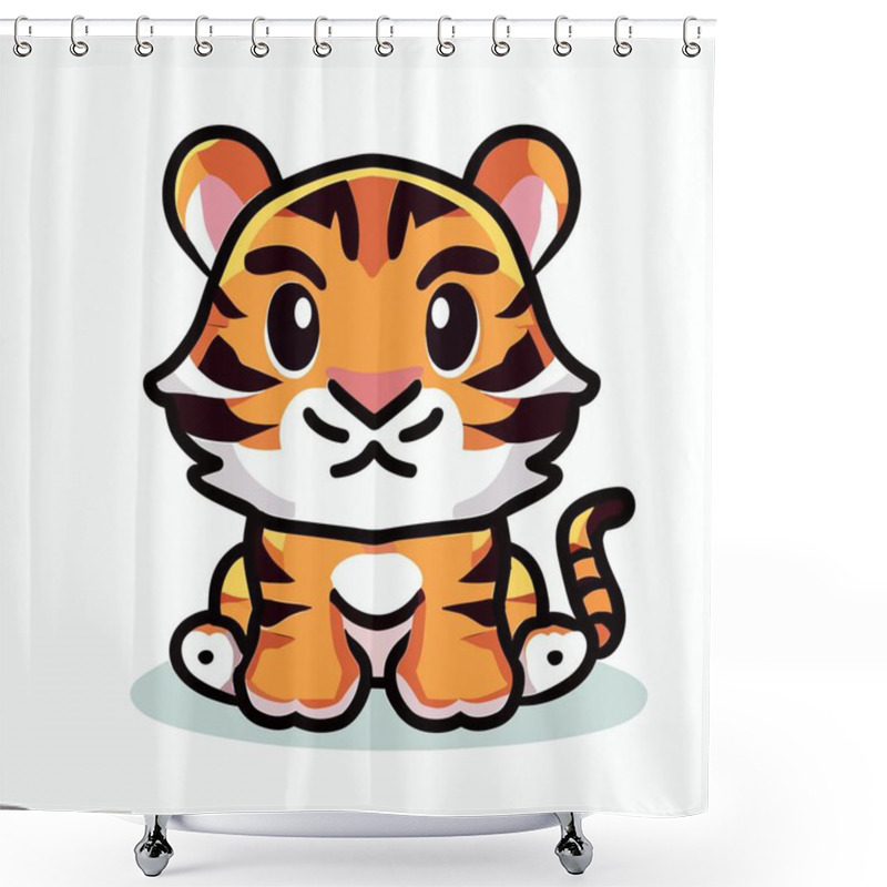 Personality  Cute Tiger Vector Illustration, Playful Tiger Graphic For Jungle And Safari Designs Shower Curtains