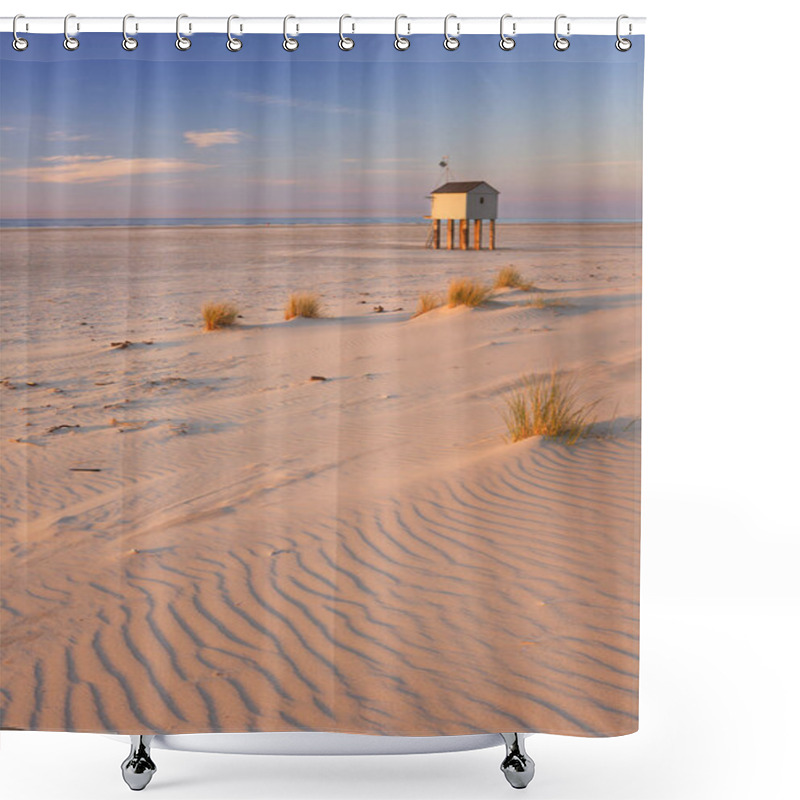 Personality  Refuge Hut On Terschelling Island In The Netherlands At Sunset Shower Curtains