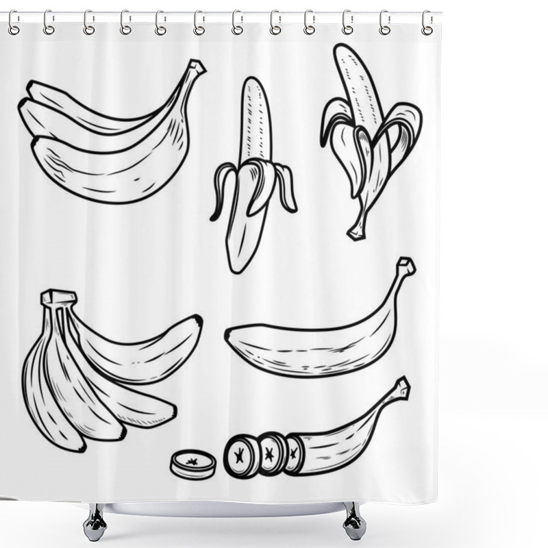 Personality   Set Of The Fresh Banana Icons. Design Elements For Logo, Label, Emblem, Poster. Vector Illustration Shower Curtains