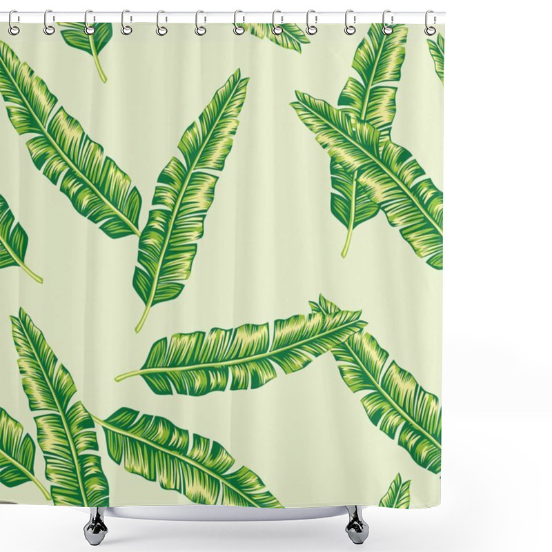 Personality  Green Banana Leaves Seamless Lime Background Shower Curtains