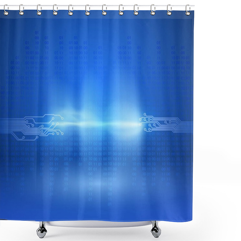 Personality  Stream Of Binary Code With Circuit Board Texture Shower Curtains