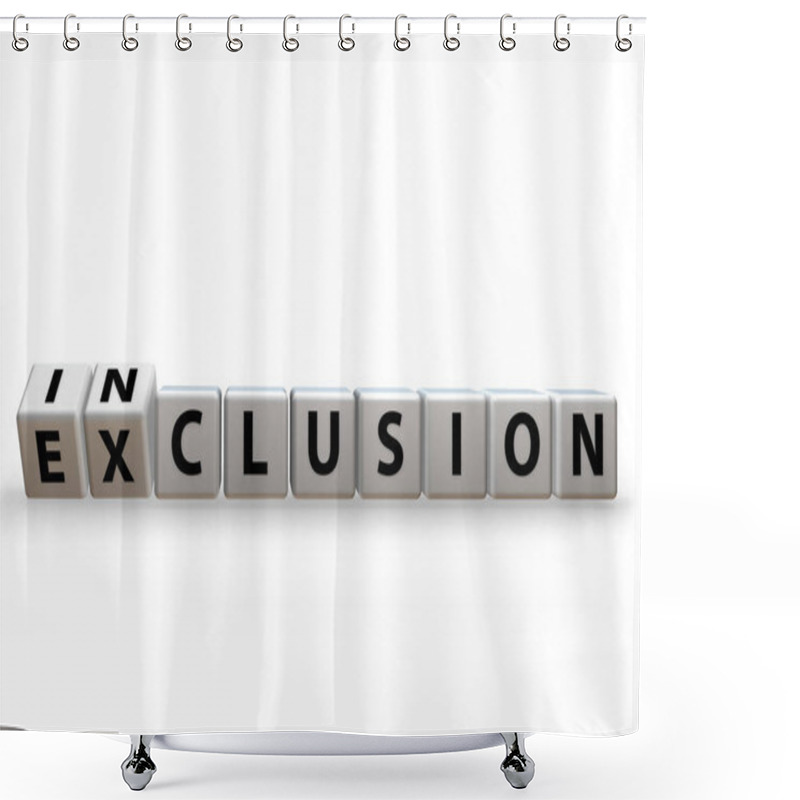 Personality  Concept Of Inclusion And Exclusion - 3d Rendering Shower Curtains