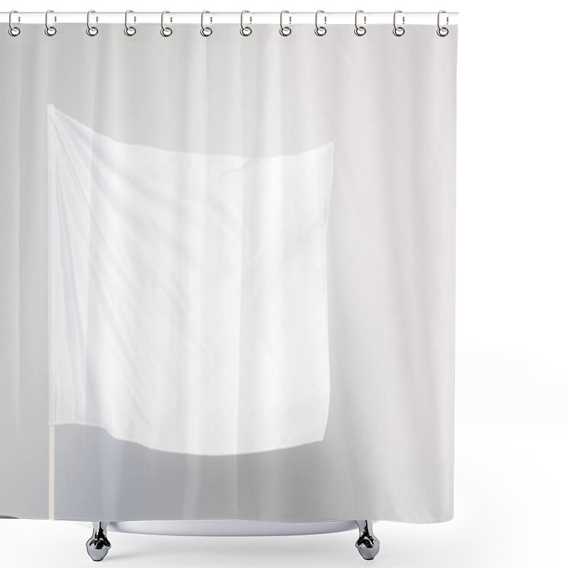 Personality  White Satin Flag Isolated On Grey Shower Curtains