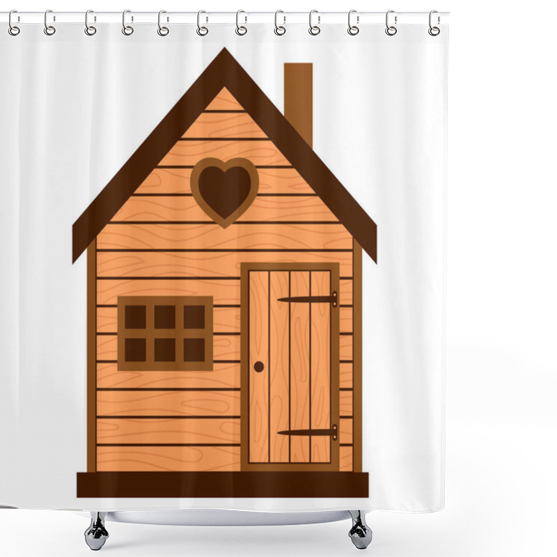 Personality  Wooden Barn, Rustic House With Window And Closed Door. Country House, Barn. A Children's House. Vector Illustration In A Flat Style Isolated On A White Background Shower Curtains