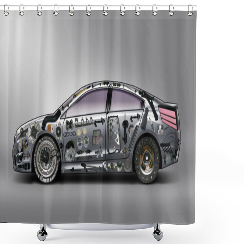 Personality  Car Spare Parts Shower Curtains