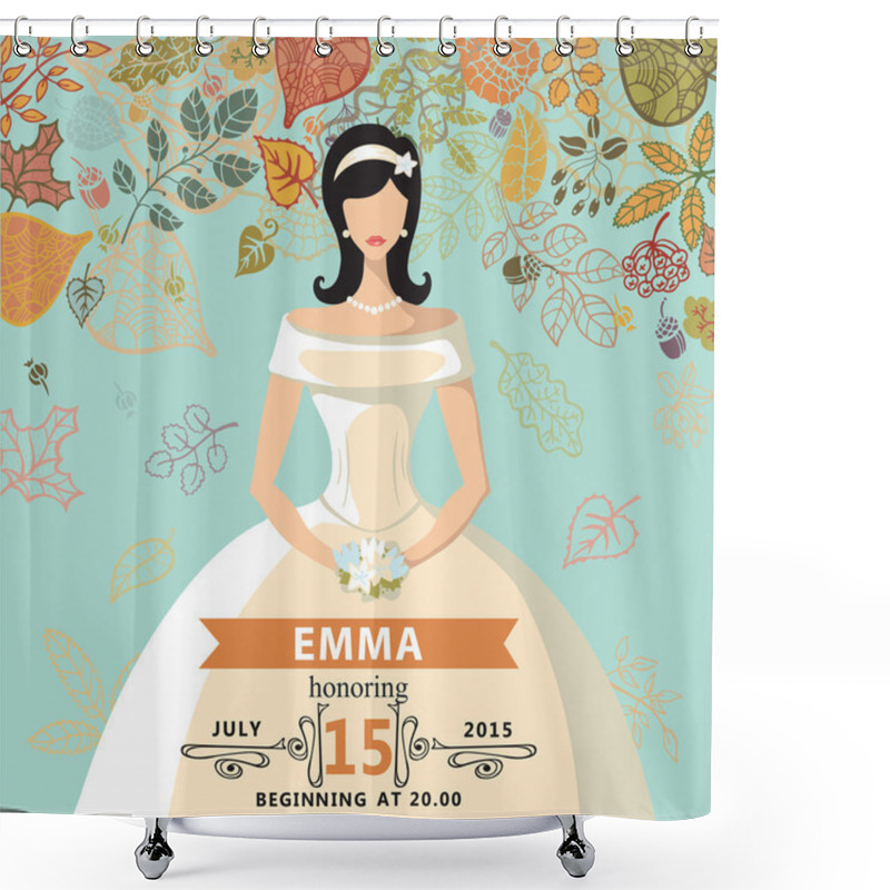 Personality  Bridal Shower Invitation.Bride And Autumn Leaves Shower Curtains