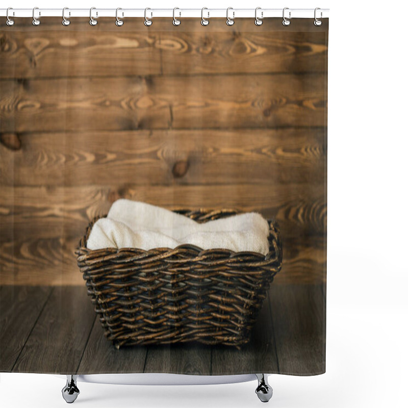 Personality  Newborn Digital Background Fall Wood Basket. Background  Shower Curtains