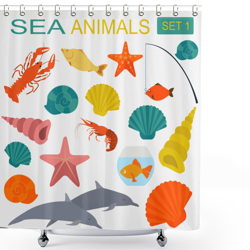 Personality  Sea Animals Icon Shower Curtains