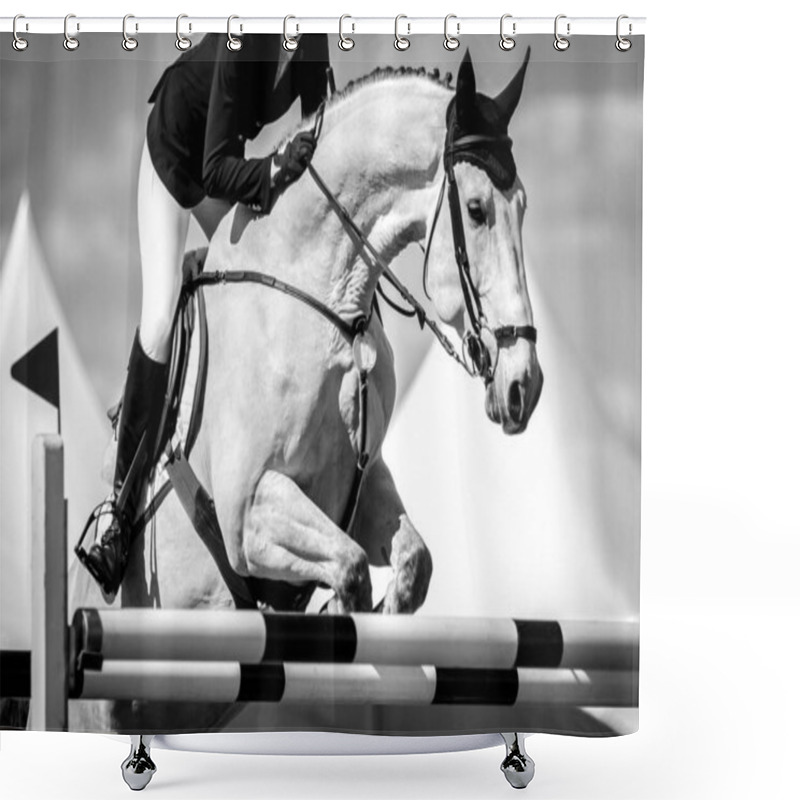 Personality  Horse Jumping, Equestrian Sports, Show Jumping Themed Photo. Shower Curtains