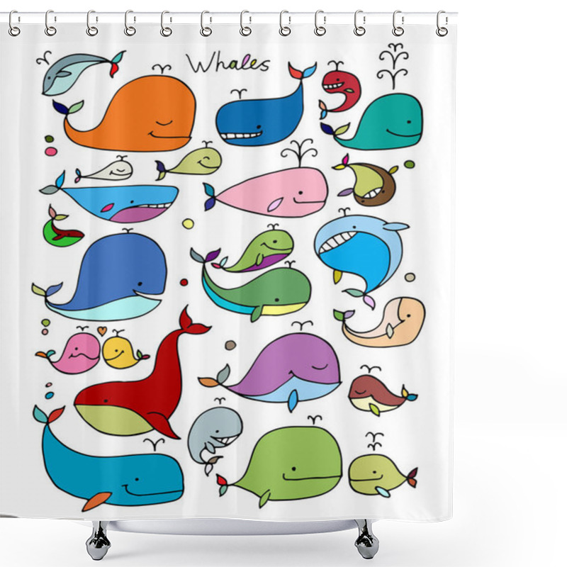 Personality  Whales Collection, Sketch For Your Design Shower Curtains