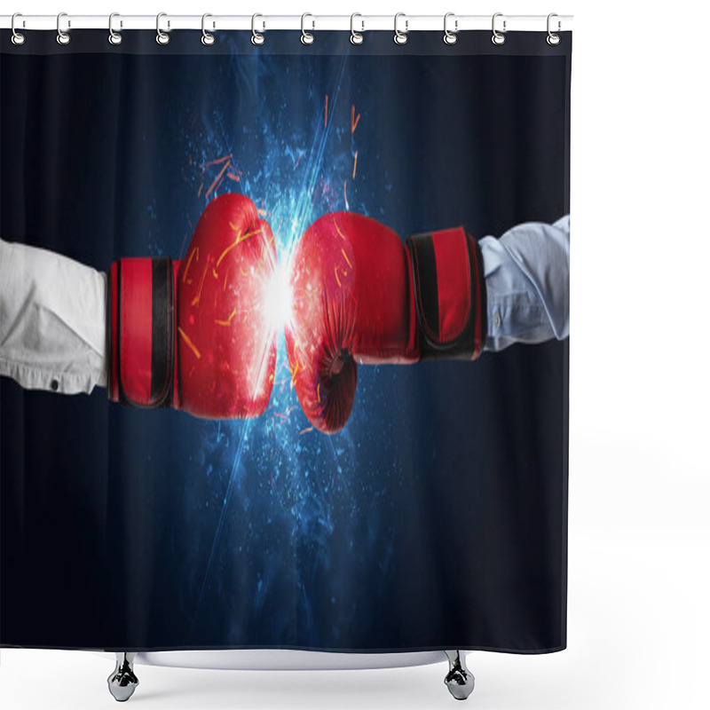 Personality  Fighting Hands With Different Elements Concept Shower Curtains