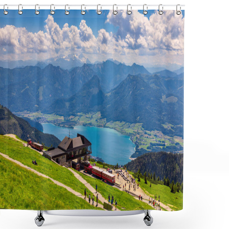 Personality  Schafberges Aufgenommen, Mountain Landscape In Salzkammergut, Upper Austria. View From Schafberg Peak To Mondsee, Austria. Himmelspforte Schafberg In Austria, Between Mondsee And Wolfgangsee Lakes. Shower Curtains