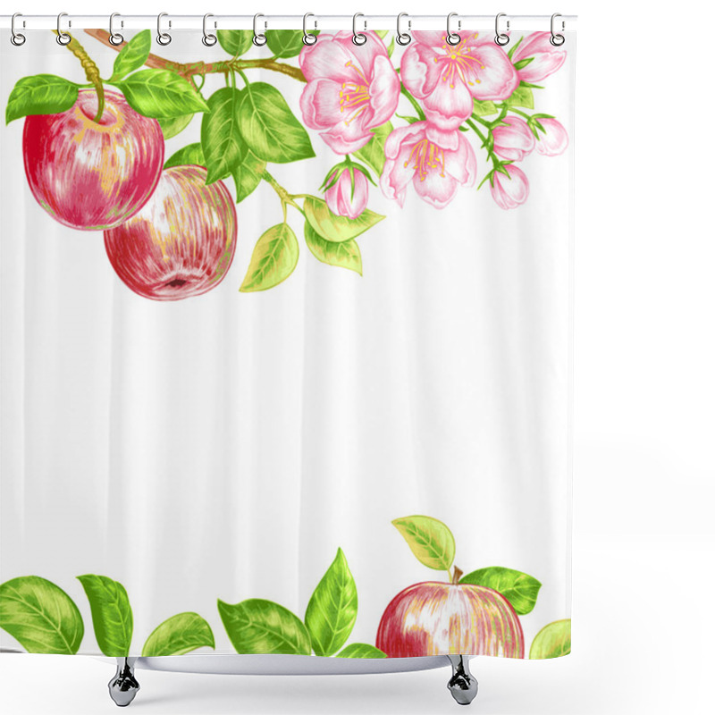 Personality  Vector Seamless Pattern With Apple Blossom. Shower Curtains