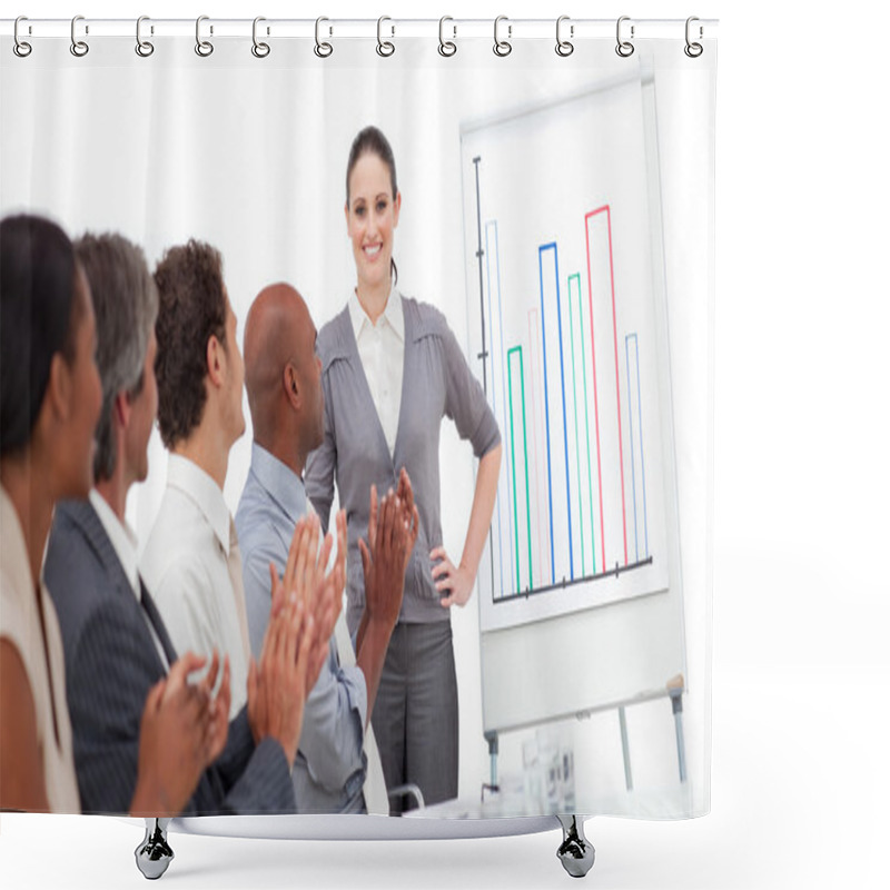 Personality  International Business Team Applauding A Good Presentation Shower Curtains