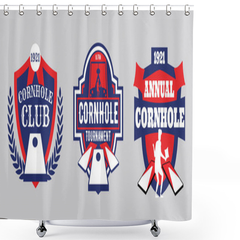 Personality  Cornhole Logo Set With Editable Text In Vector Shower Curtains