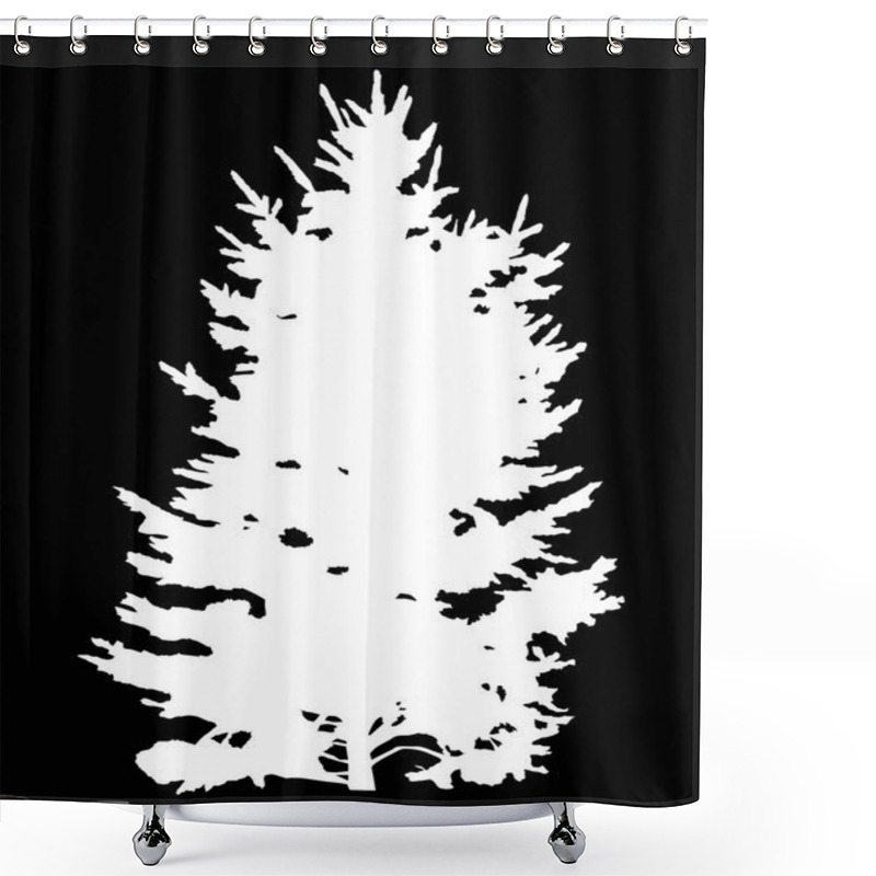 Personality  White Fir Tree Silhouette Shower Curtains