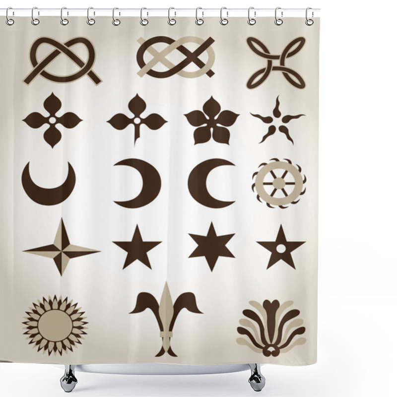 Personality  Set Of Traditional Architectural Emblems Shower Curtains