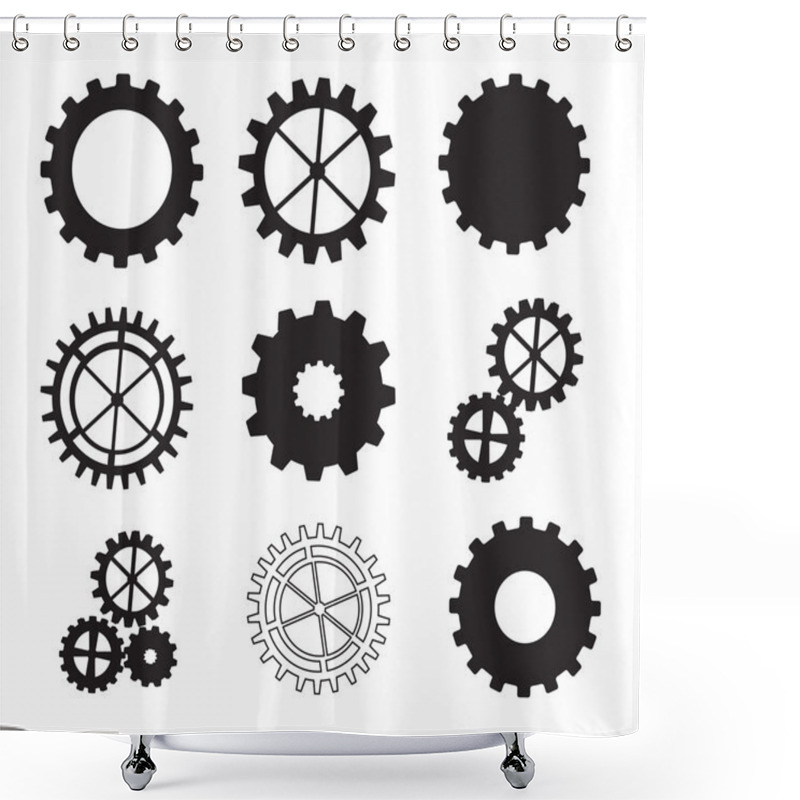 Personality  Black Gears Shower Curtains