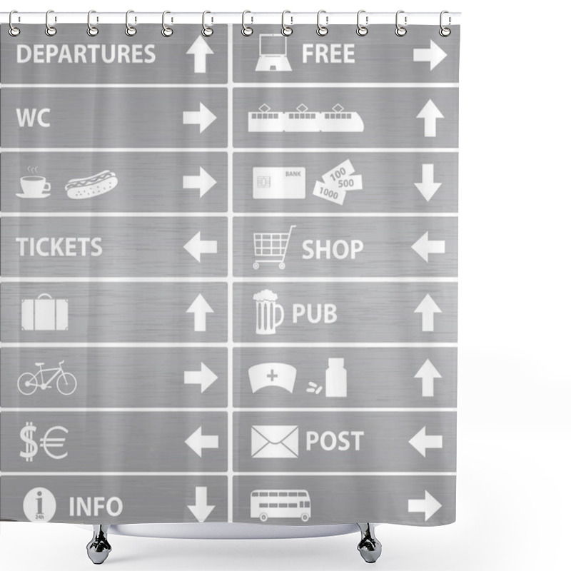 Personality  Various Silver Navigation Signs Eps10 Shower Curtains